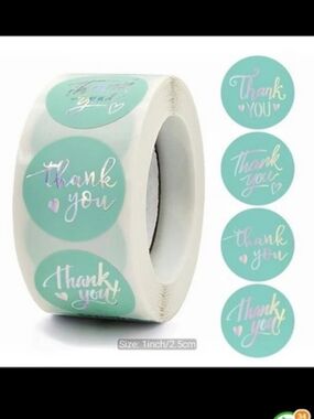 Thank You Stickers Turquoise & Silver 500 PCs New